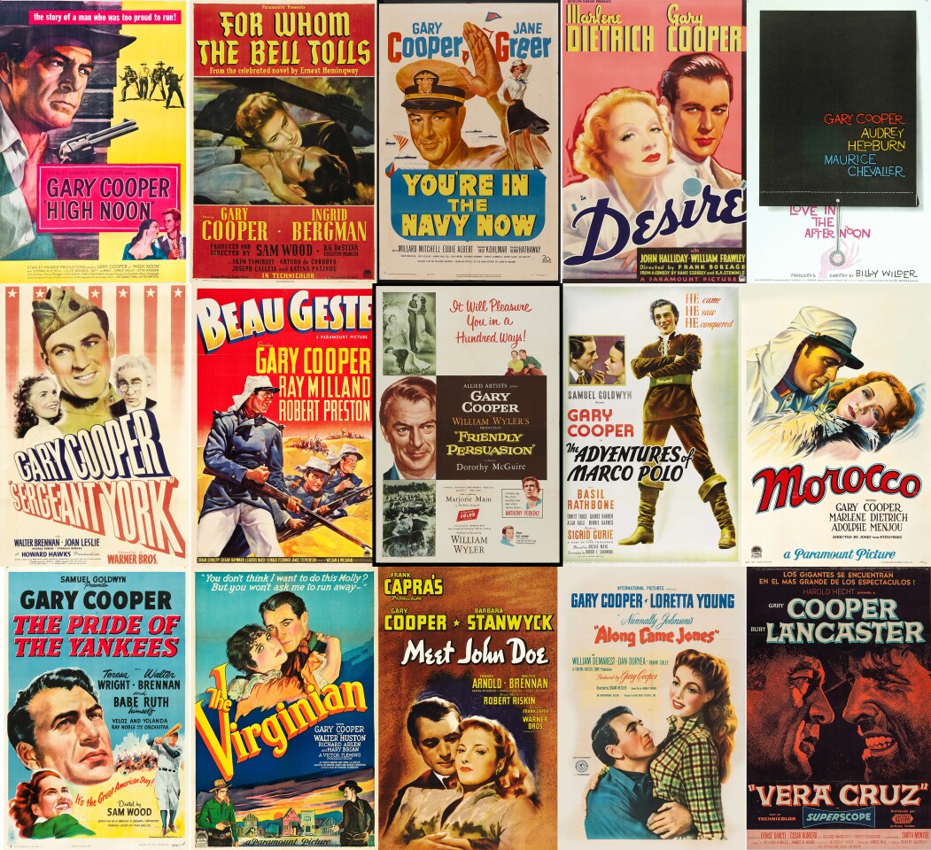 Cooper starred in more than 80 movies and won two 'Best Actor' Oscars for High Noon and Sergeant York, with a further three nominations for the ultimate personal screen award, most notably for the cinema classic, For Whom The Bell Tolls