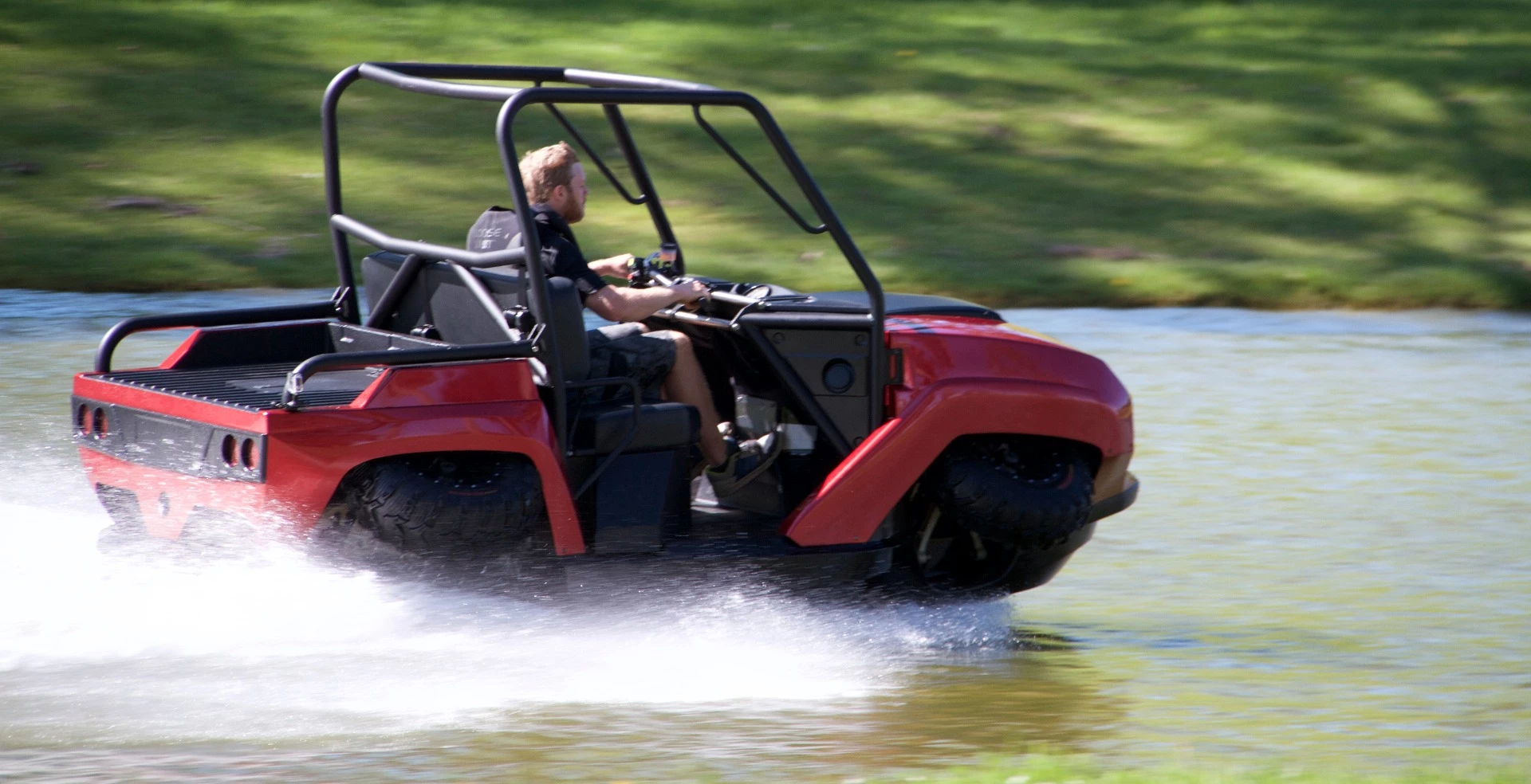 Gibbs Terraquad: central control balances the Terraquad in the water when there's only one person riding in it