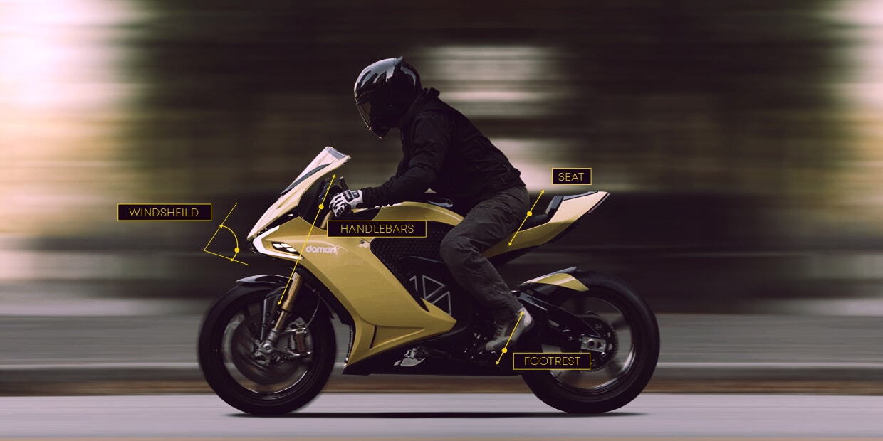 View of Damon’s electric Hypersport: 200 hp, 200 Nm, 200 miles