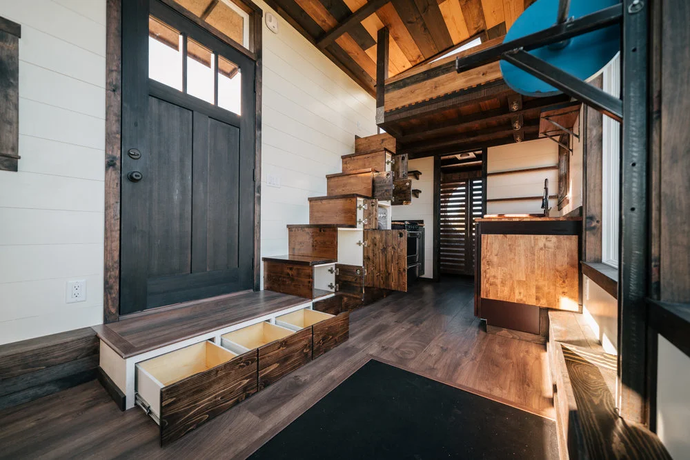 The Silhouette's staircase with integrated storage