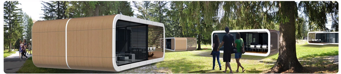 Coodo studio has created a series of modular units that can be sold separately or coupled together to offer more space and more flexibility