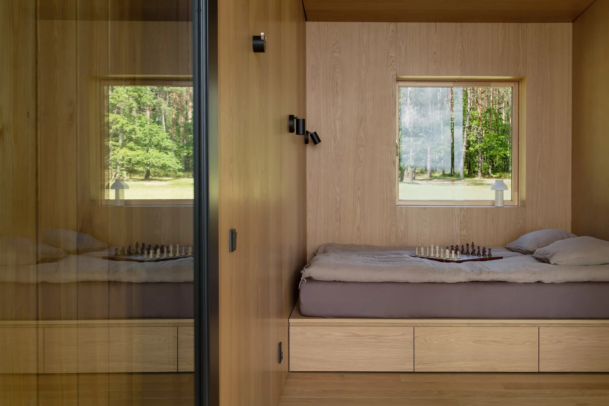 The Konga off-grid cabin includes two bedroom areas, one of which can be turned into a home office if preferred