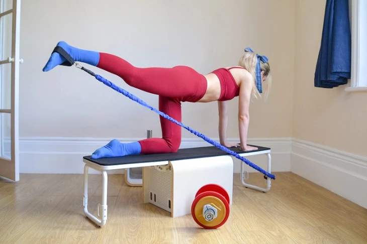 Non-slip feet provide stability during exercise