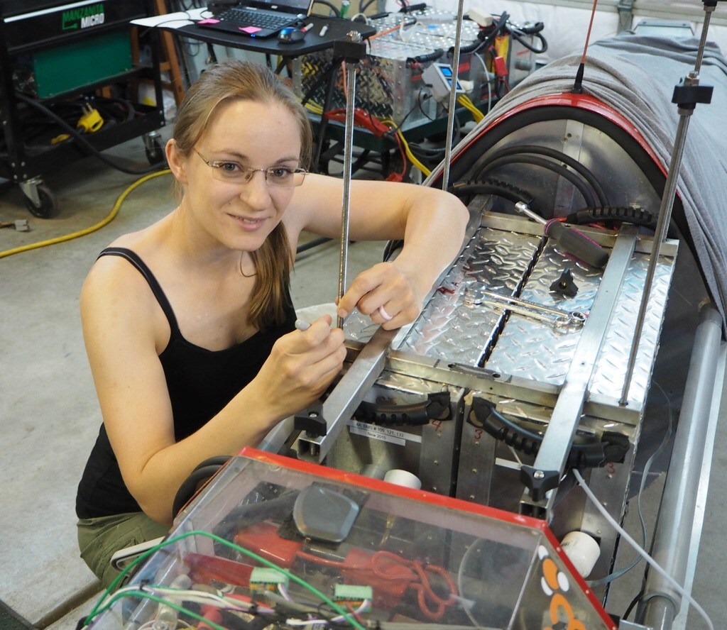 An engineering geek at her happiest: the thrill of top speeds might be the draw for some racers, but Hakansson is totally motivated by the engineering challenge