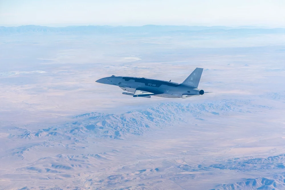 The YFQ-44A in flight