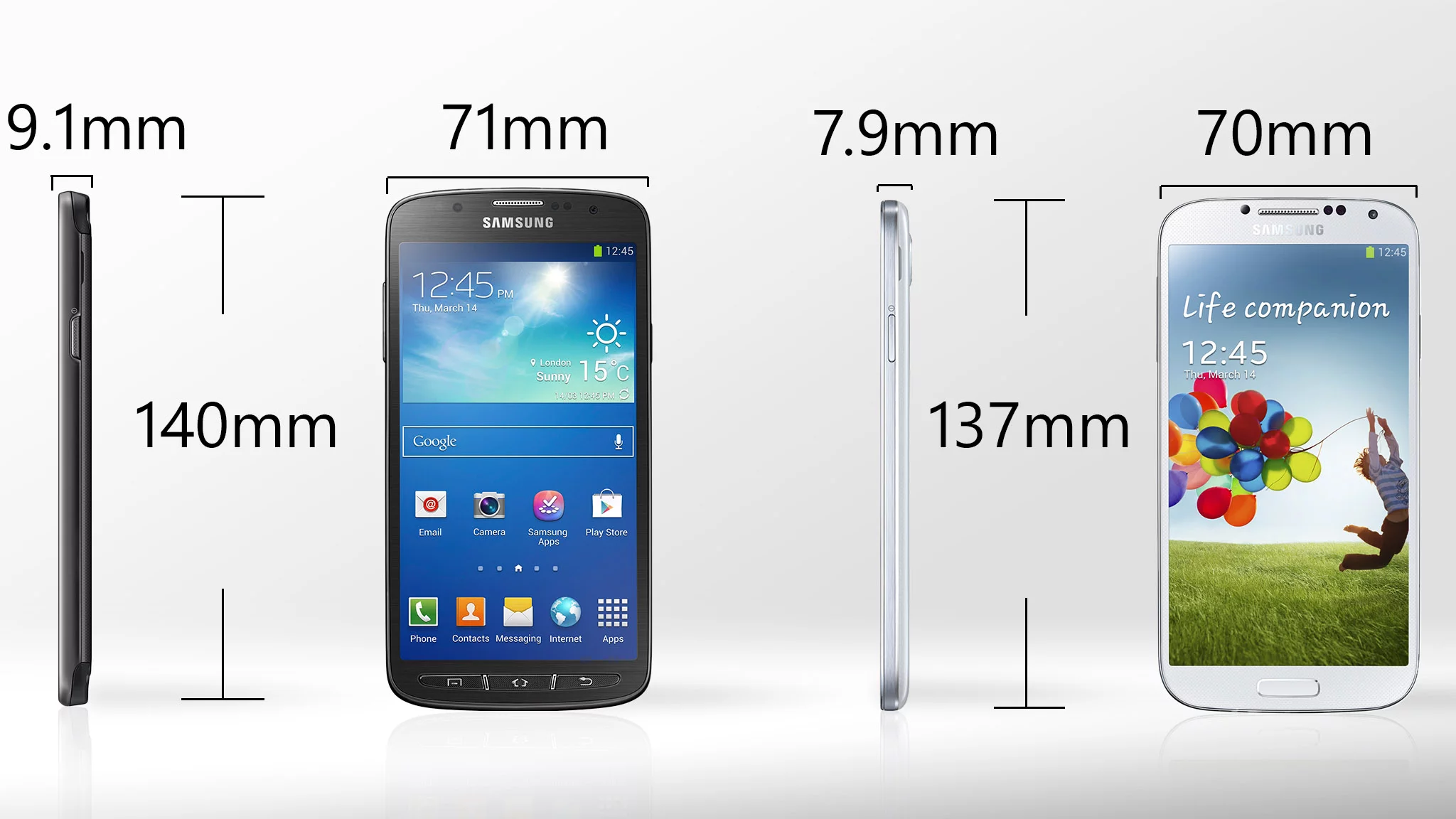 The Galaxy S4 Active is only slightly larger – but significantly thicker – than the flagship Galaxy