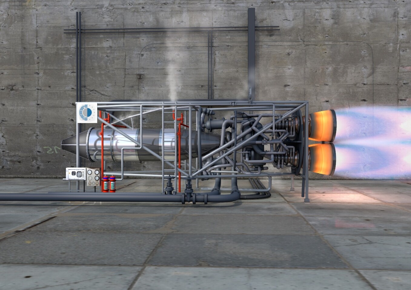 Computer-generated image of ground-based SABRE test engine