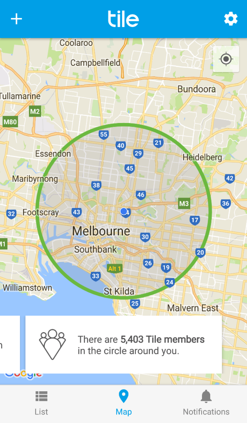 The Tile community can be called on for help finding lost Tiles, but while the app told us there were thousands of other users nearby, nobody seemed to pass within our Tile's range over a few hours