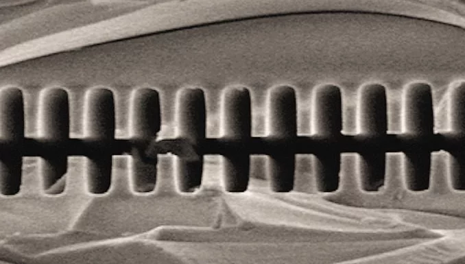 Fused quartz acceleration grating for the Stanford-SLAC dielectric laser electron accelerator (Photo: SLAC)