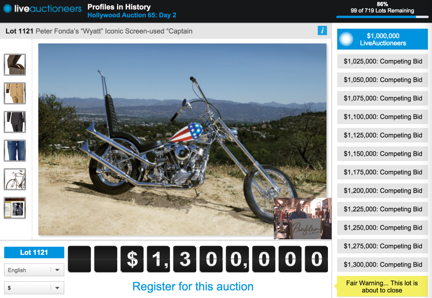 As we accurately forecast last year, the Easyriders Captain America Chopper smashed existing motorcycle auction records when it sold for $1.62 million last year, tripling the previous record