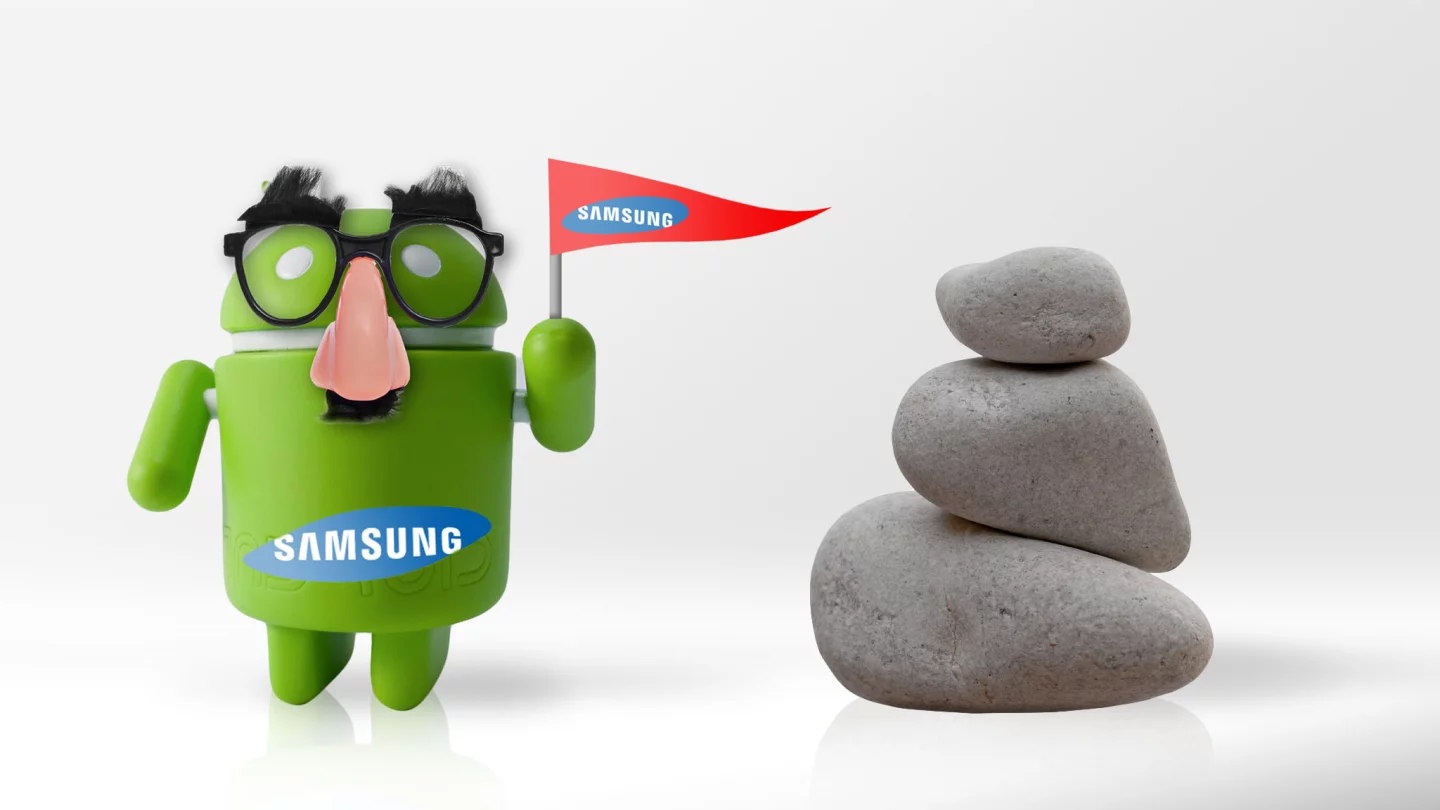 Android hiding under a layer of Samsung, or Zen-like simplicity? (disguise image: Shutterstock, stones image: Shutterstock)