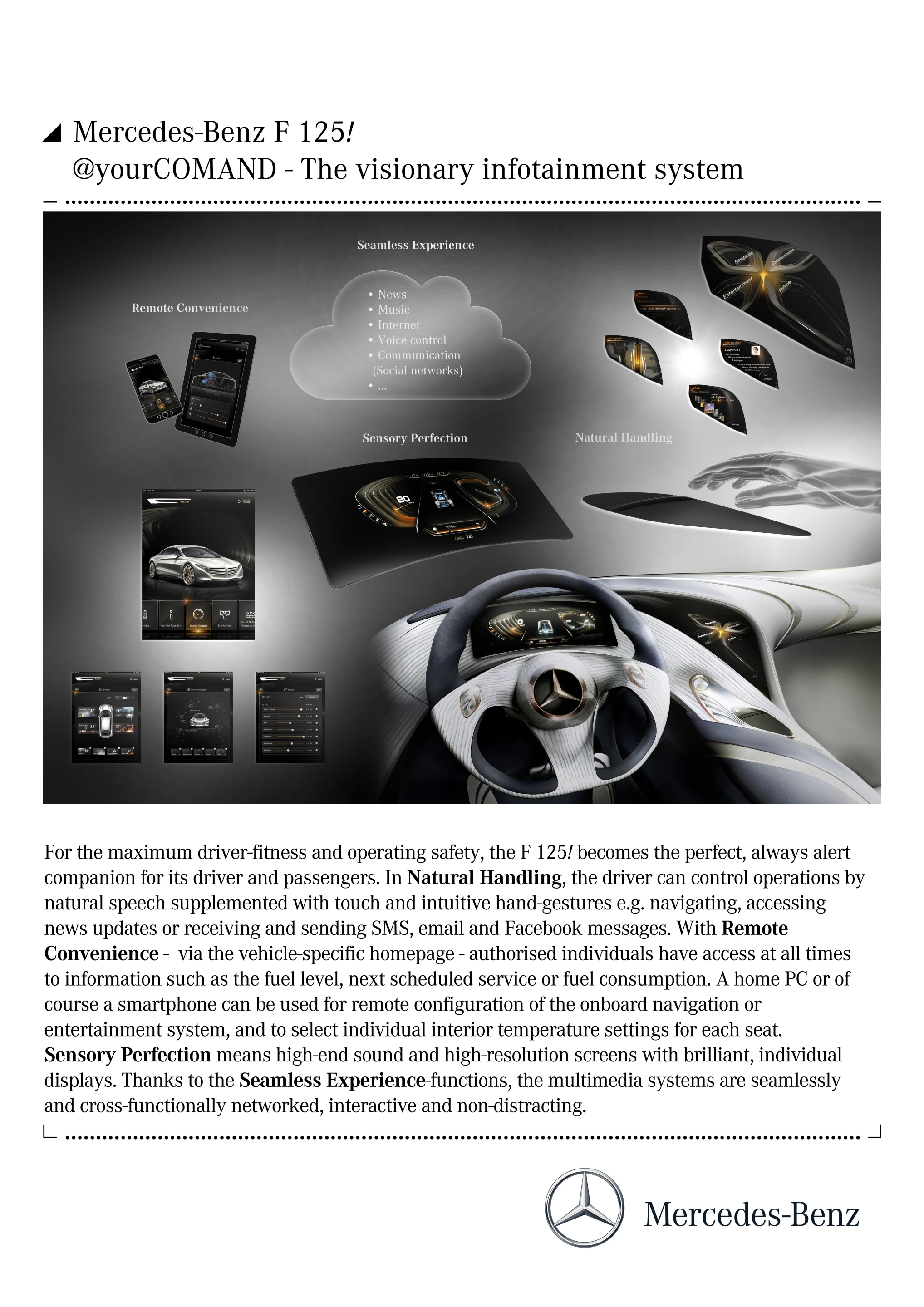The Mercedes-Benz F 125! research vehicle's @yourCOMAND infotainment system