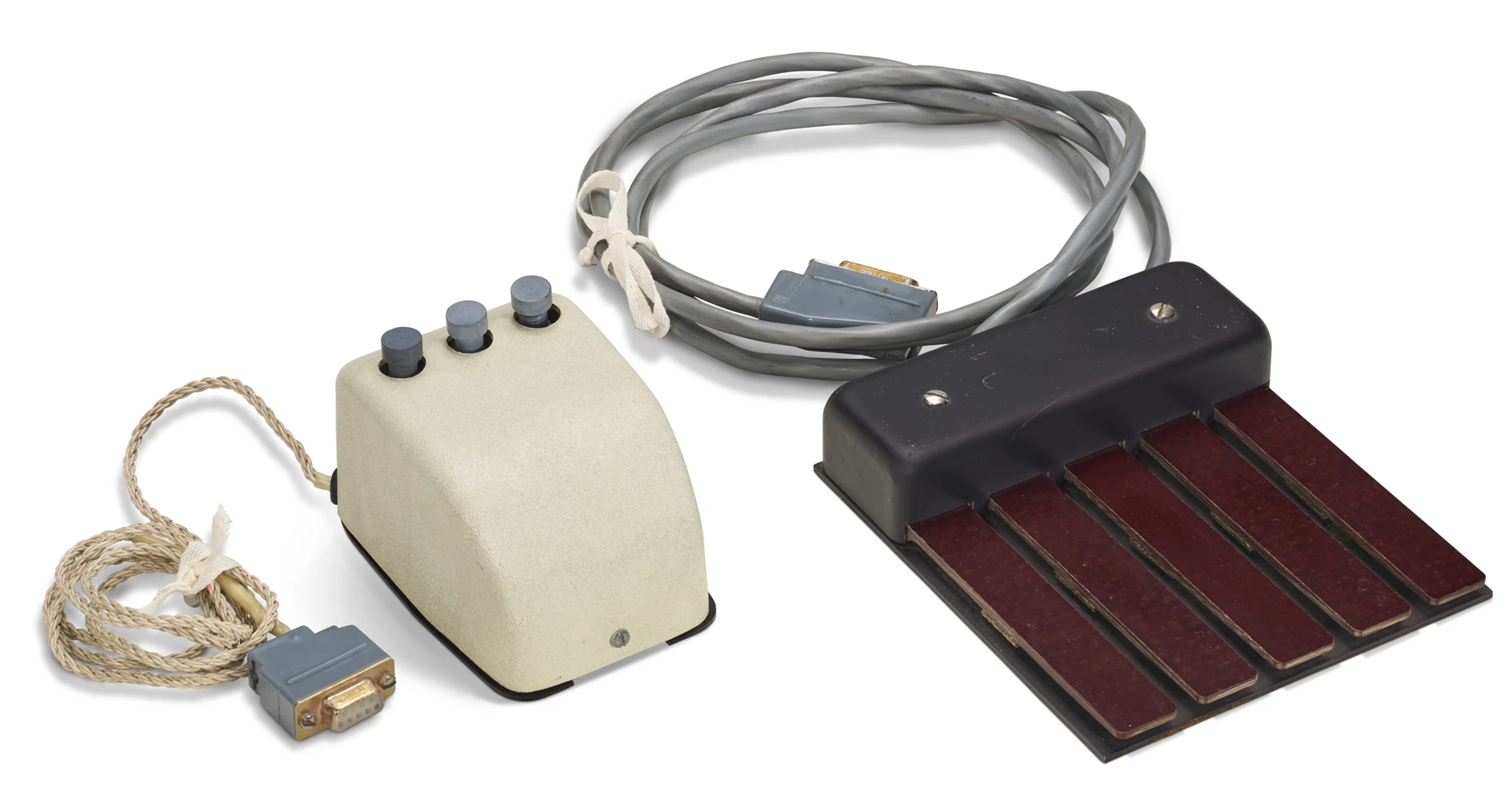 The Engelbart mouse and chord keyset going to auction on September 10 were central to Engelbart's vision of augmenting human intellect through interactive computing. Both these devices are identical to those premiered at the ‘Mother of All Demos’ in 1968