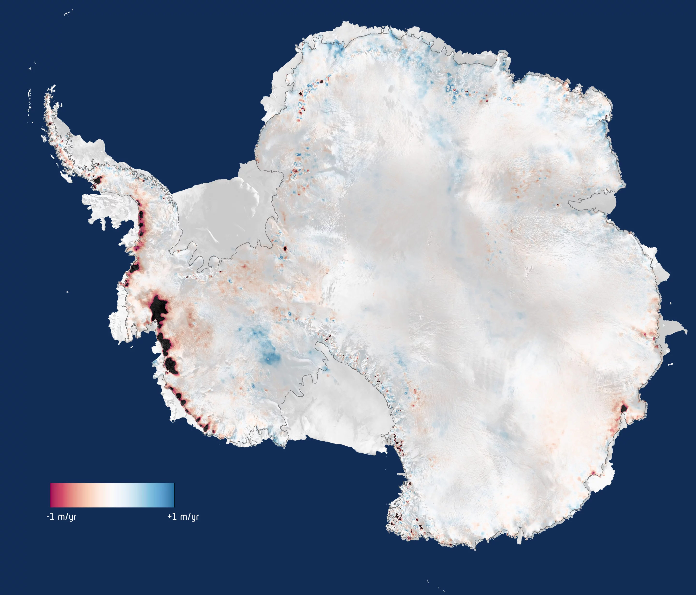 Recent observations of Antarctica suggest as much as 159 billion tonnes of ice is lost each year (Image: CPOM/Leeds/ESA)