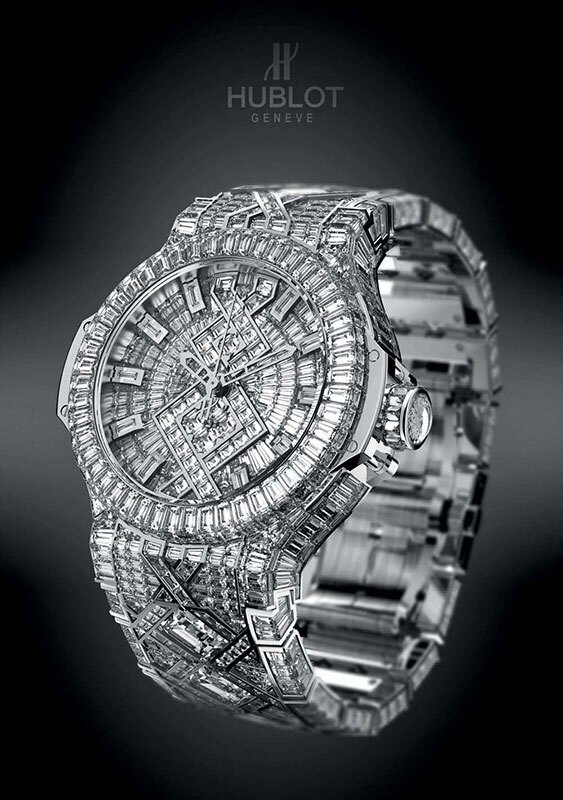 Hublot "$5 MILLION" Watch - 44 mm diameter in white gold and 1282 diamonds. Ugly as hell!