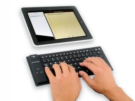 The freeKEY roll-up, splash-proof keyboard has a wireless range of up to 30 feet and once paired with a Bluetooth-enabled device, does not need to be re-paired