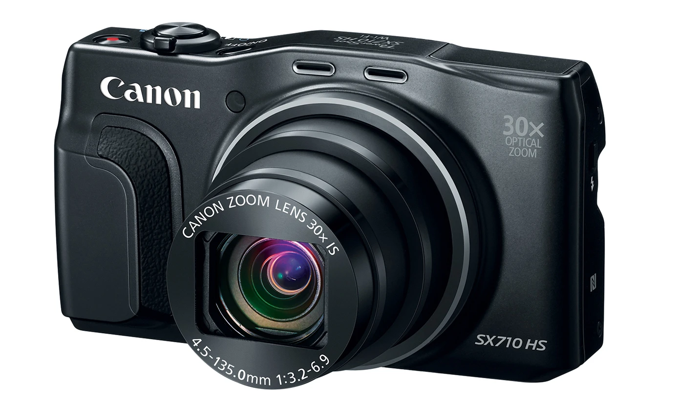 The Canon PowerShot SX710 HS has a 25-750-mm equivalent F3.2-F6.9 zoom lens, with Intelligent IS image stabilization