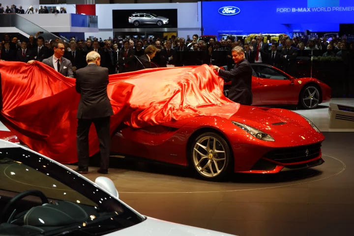 The unveiling of the Ferrari F12berlinetta at the Geneva Auto Show