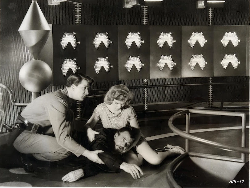 Production still showing the Krell power panel