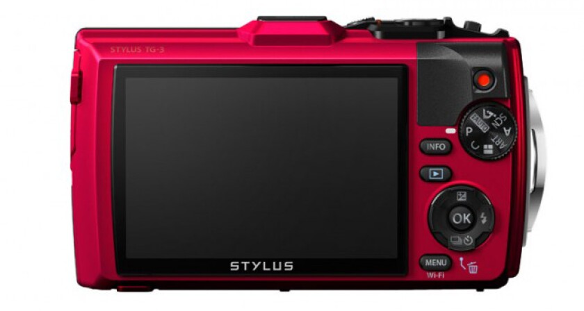 The Olympus Stylus Tough TG-3 has a 16 megapixel 1/2.3-inch-type CMOS sensor paired with a F2-F4.9 4x optical zoom giving a 25-100-mm 35-mm-format equivalent