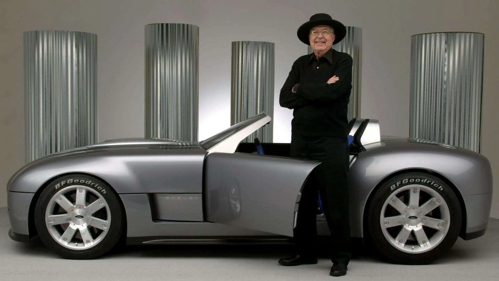Carroll Shelby with the 2004 Ford Shelby Cobra Concept Car in 2004. The concept car was sold by GAA Classic Cars Auctions in Greensboro, North Carolina for $825,000 on November 5, 2017 with all proceeds going to the restoration of Fair Lane, the 1915 estate of Henry and Clara Ford in Dearborn, Michigan. Though this car was sold some 13 years after it was built, it was new and unused.