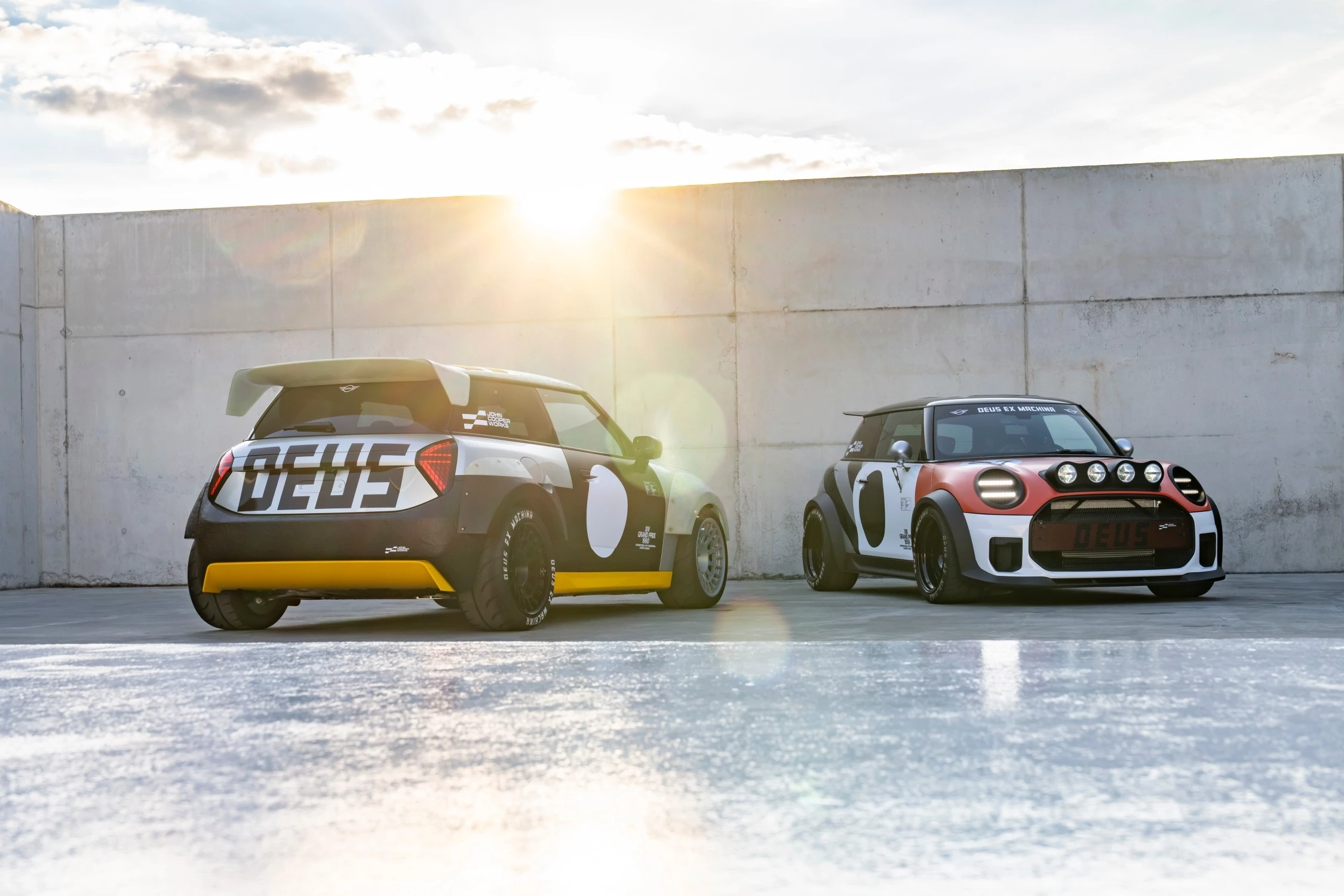 The two cars are on show at the IAA show in Germany to promote a new MINI x Deus Ex Machina clothes range