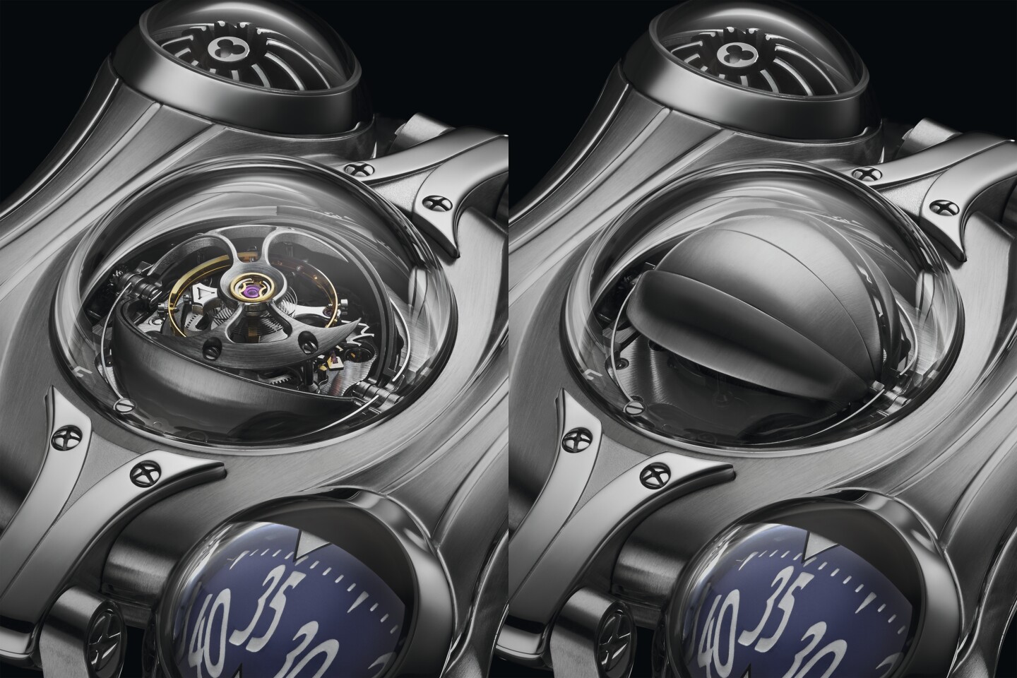 The MB&F HM6 Final Edition has a tourbillon shield