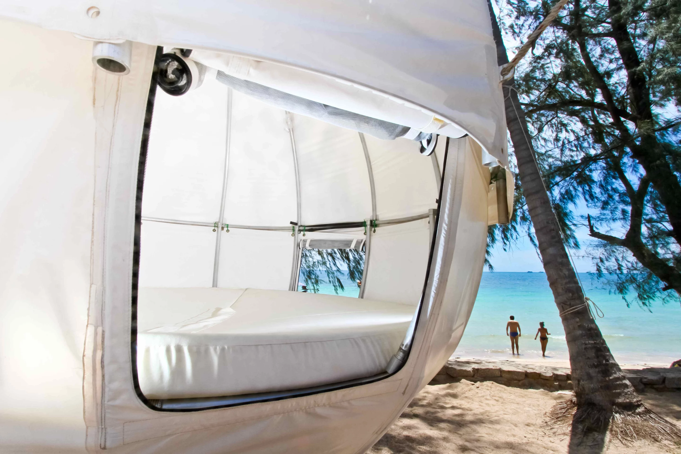 Mosquito netting covers all entrance points