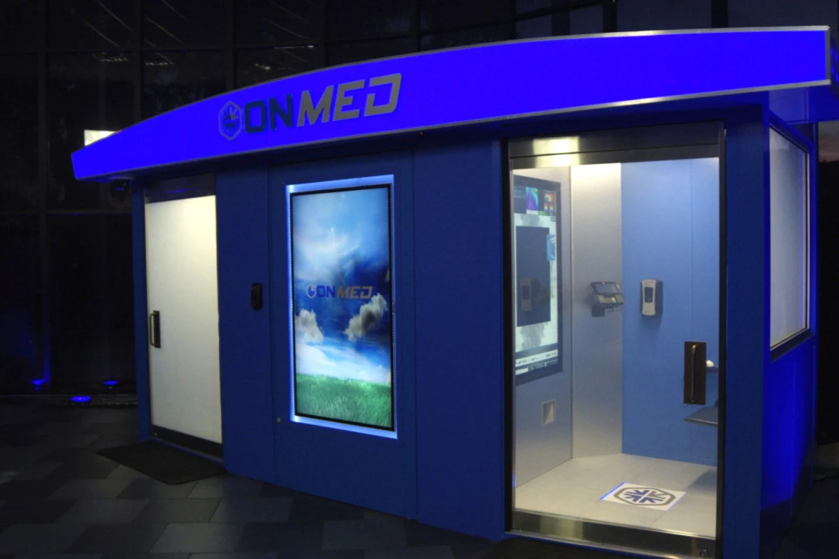 The OnMed Station is a new remote doctor's office kitted out with cameras and sensors to help doctors diagnose patients