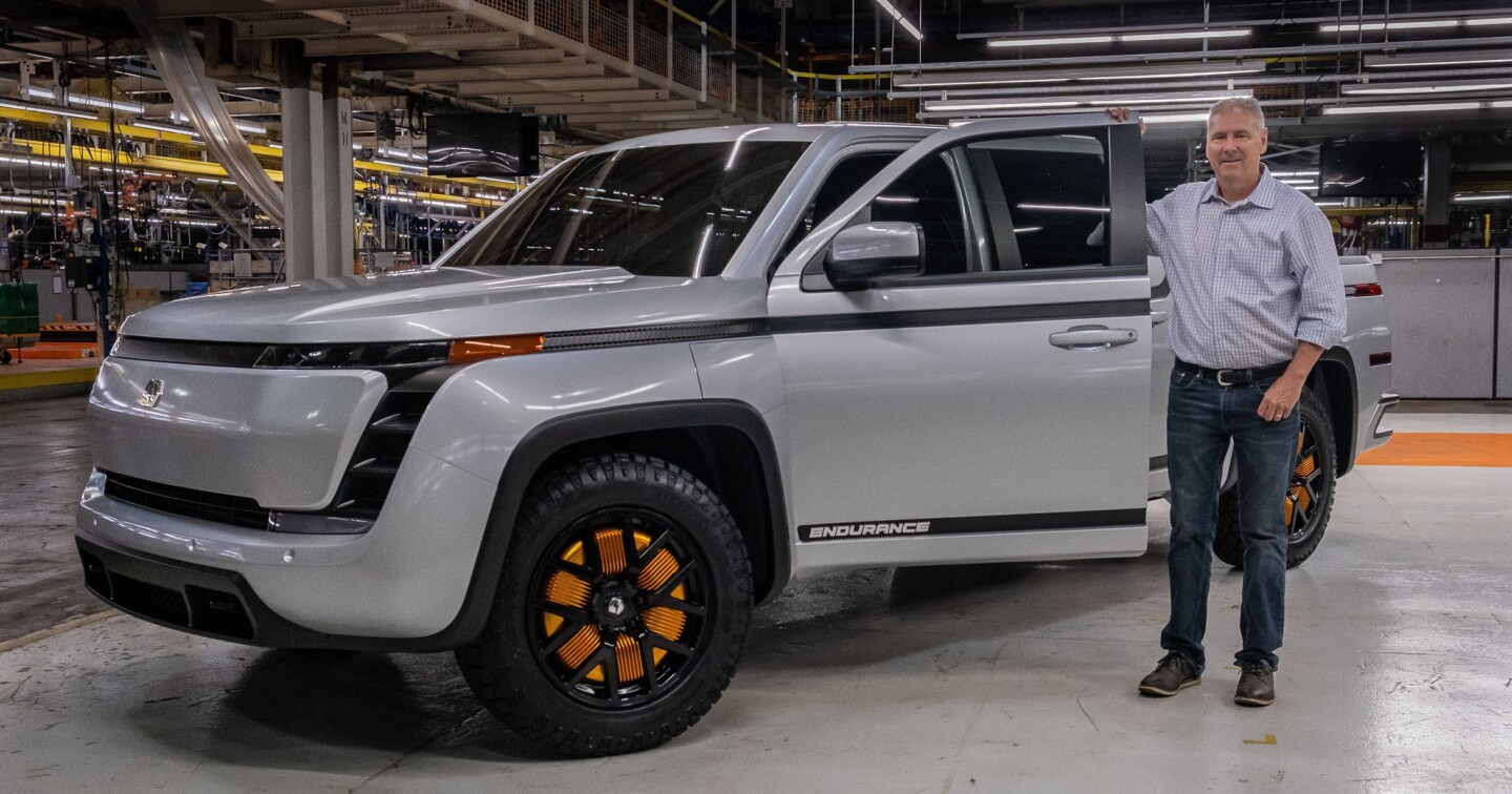 Lordstown Motors CEO Steve Burns with the Endurance pickup
