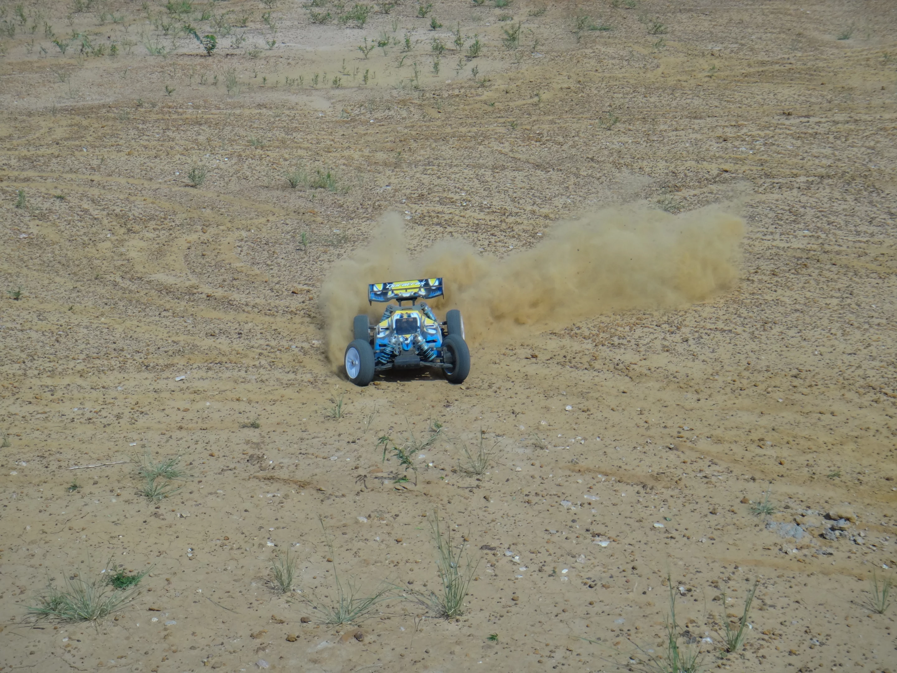 The buggy performed almost as well as it did on the pavement, except the tires would spin a bit longer when fully squeezing the accelerator