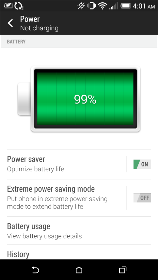 Enable power saver to conserve battery juice