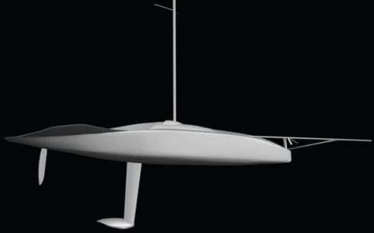 Hawley's F140 yacht, designed for flat-water speed with an innovative canting keel