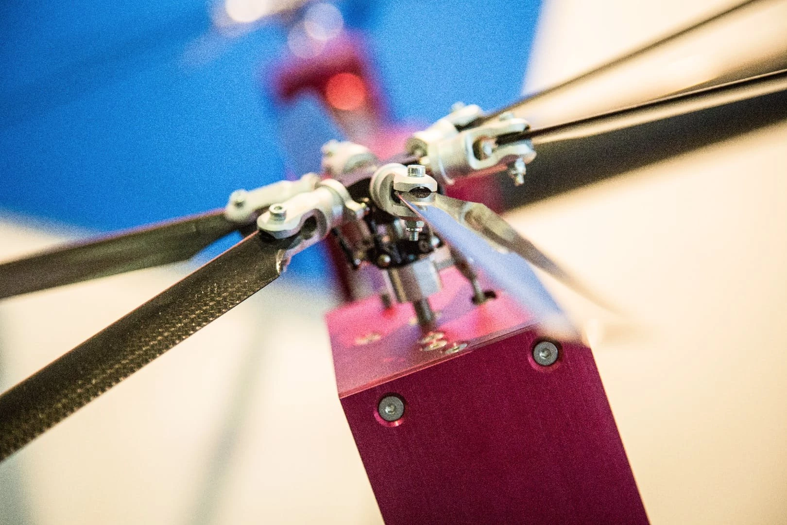 Servo motors can provide instant tilt adjustment to each of the Belias quadcopter's variable pitch props