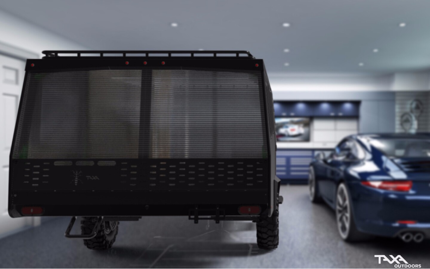 A Porsche and a Taxa Mantis trailer ... a diversified garage