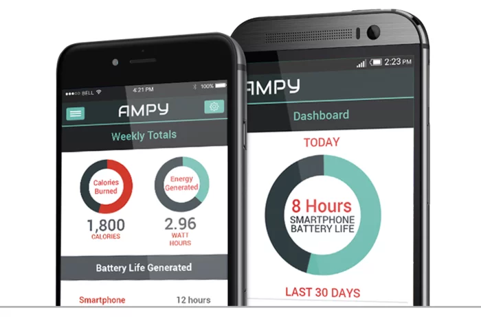 A smartphone app tracks energy captured