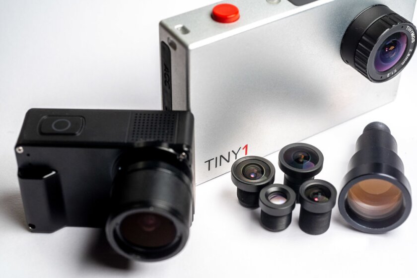 The Nano1 astronomy camera (left) next to 2016's Tiny1 astro cam (right) from TinyMOS