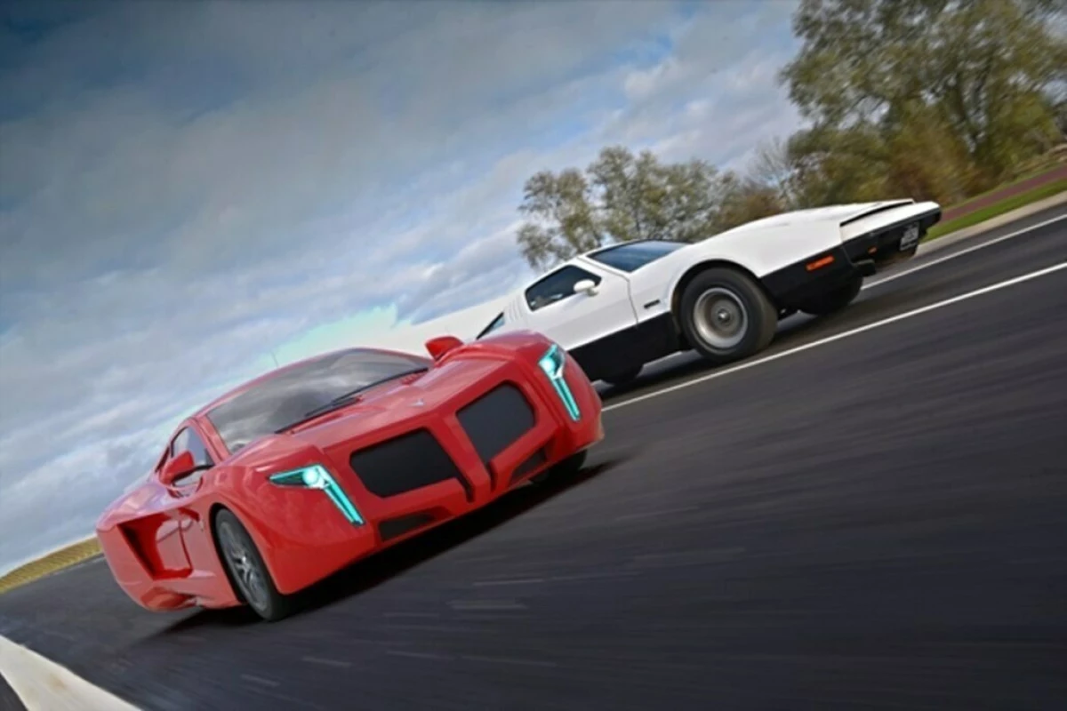 The Bricklin 3EV (left) alongside a 1970s Bricklin SV1