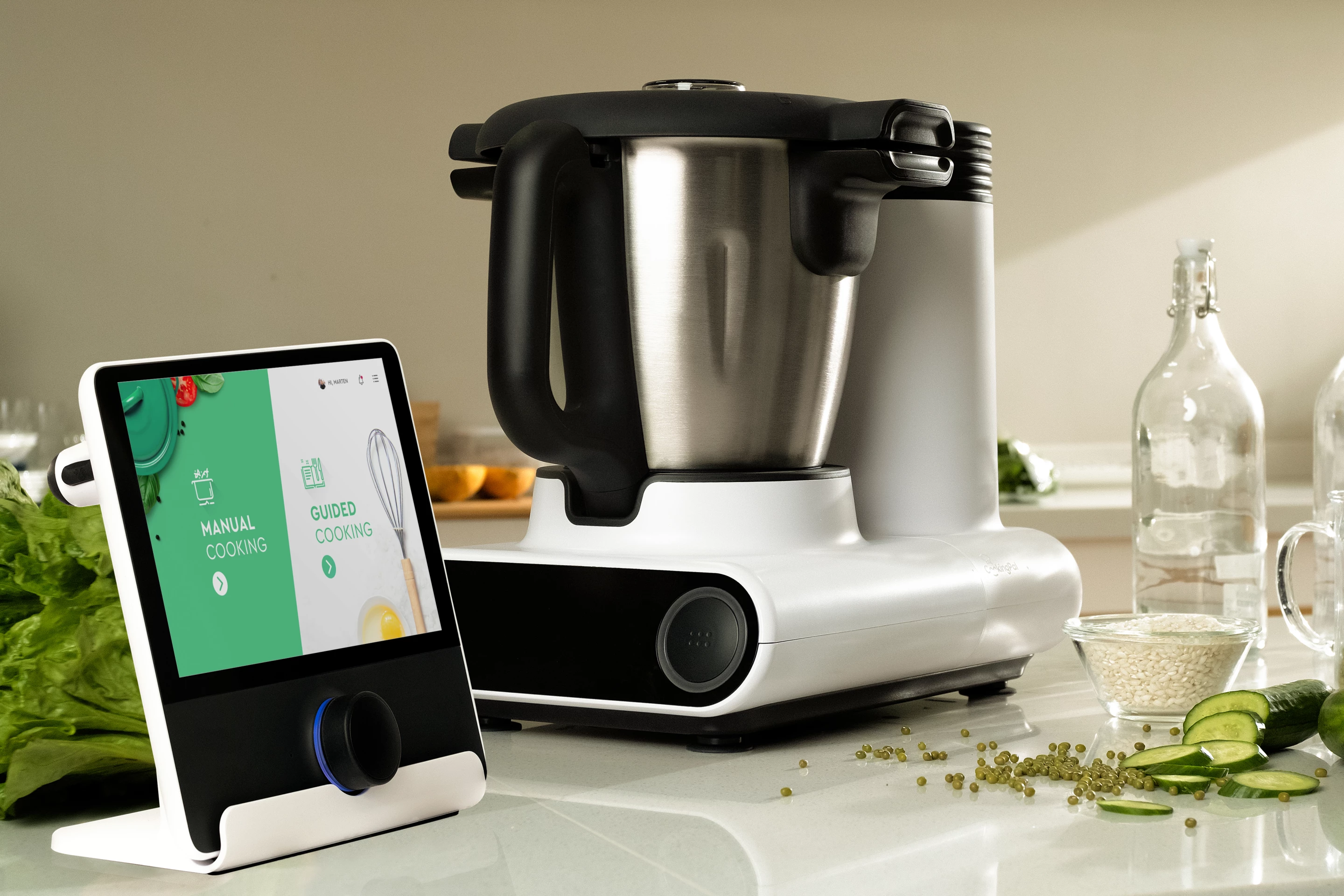 Aspiring chefs can browse recipes and receive step-by-step video instructions on the Smart Kitchen Hub tablet