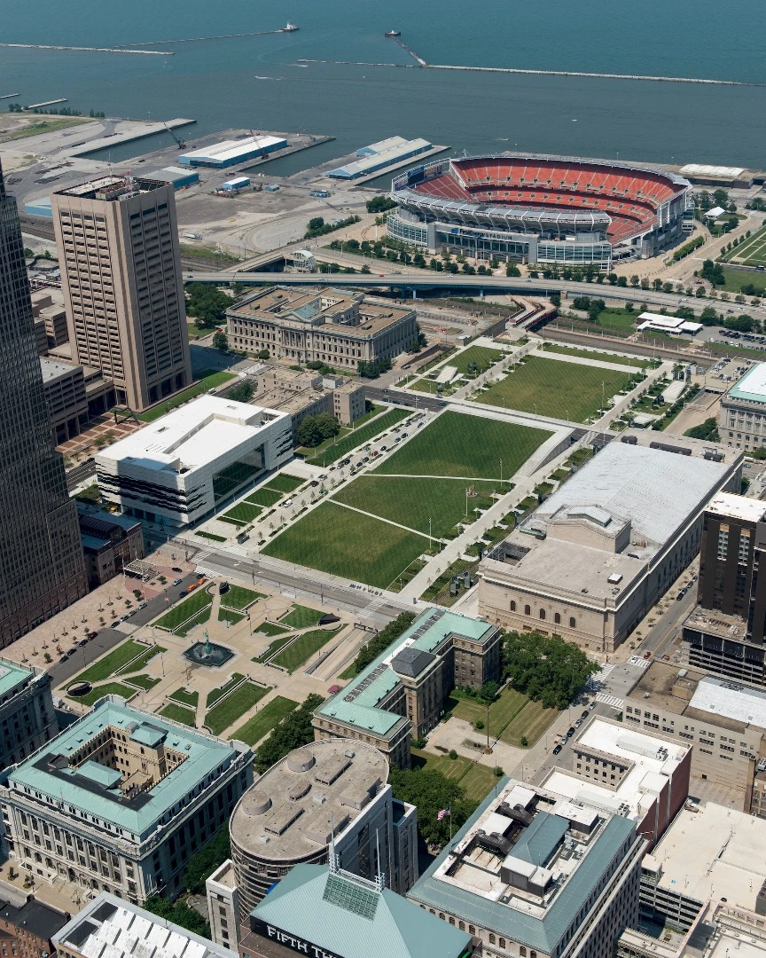 Cleveland's new Global Center for Health Innovation is a modern take on the prominent buildings that flank the central lawn