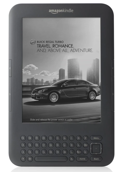 A "sponsored screensaver" on the Kindle with Special Offers
