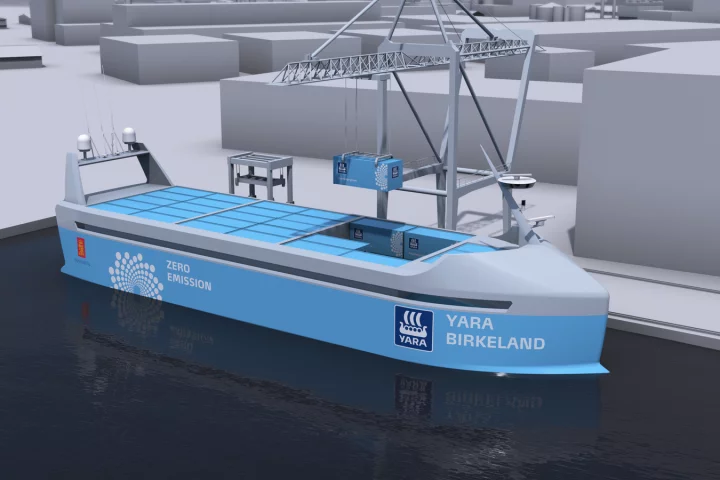 The Yara Birkeland is set to be the world's first all-electric, autonomous shipping container vessel when it launches in late 2018