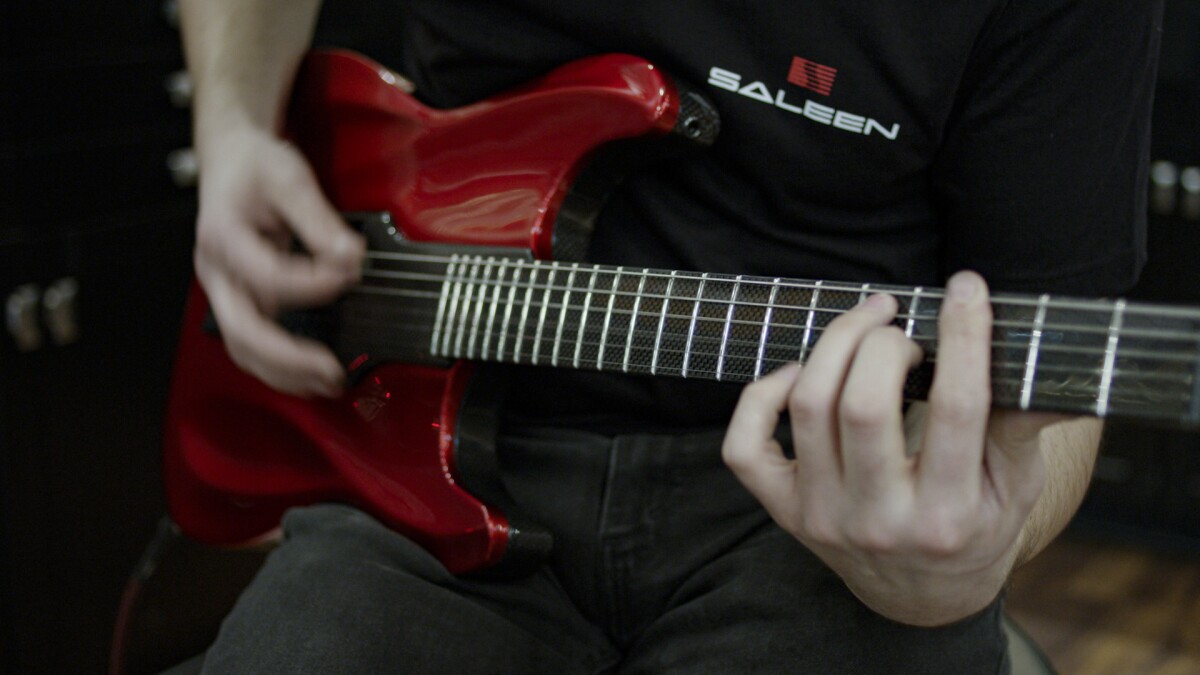 The $33,000 guitar from Master Builder Ron Thorn was inspired by the Saleen 1 sports car