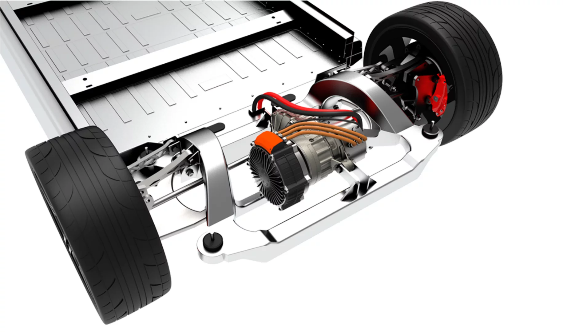 An example of an electric car design using a Magnax motor through a gearbox