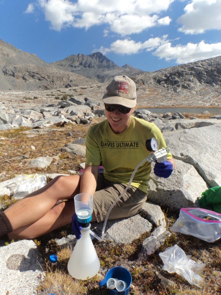 Kamoroff collecting samples in Sequoia Kings Canyon National Park