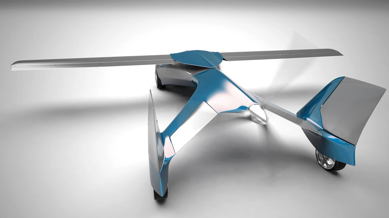 A rear view of the flying car showing the propeller arrangement. The prop does not move in car mode, just in the air (Photo: Aeromobil)