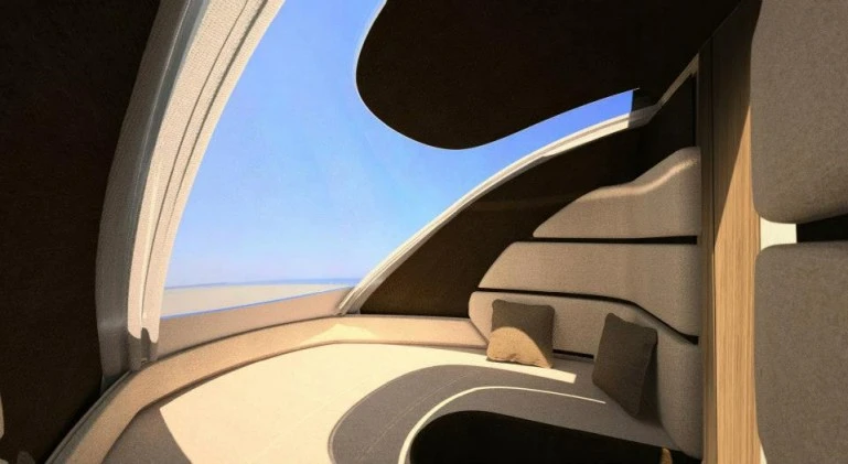 The V-shaped bed in the front of the Caravisio