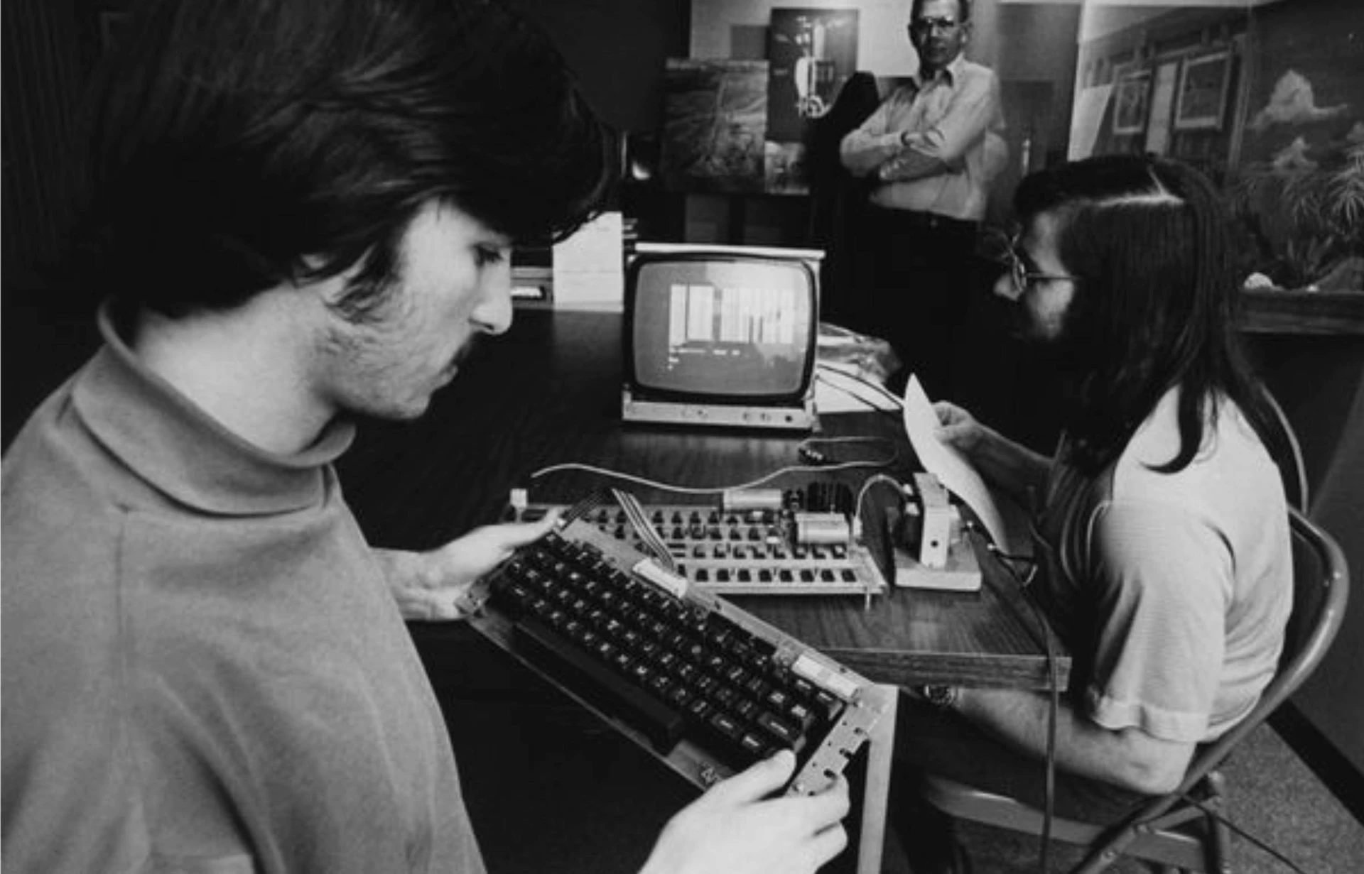 Steve Jobs and Steve Wozniak pictured in period as they started what is now the world's largest company. From little acorns ...