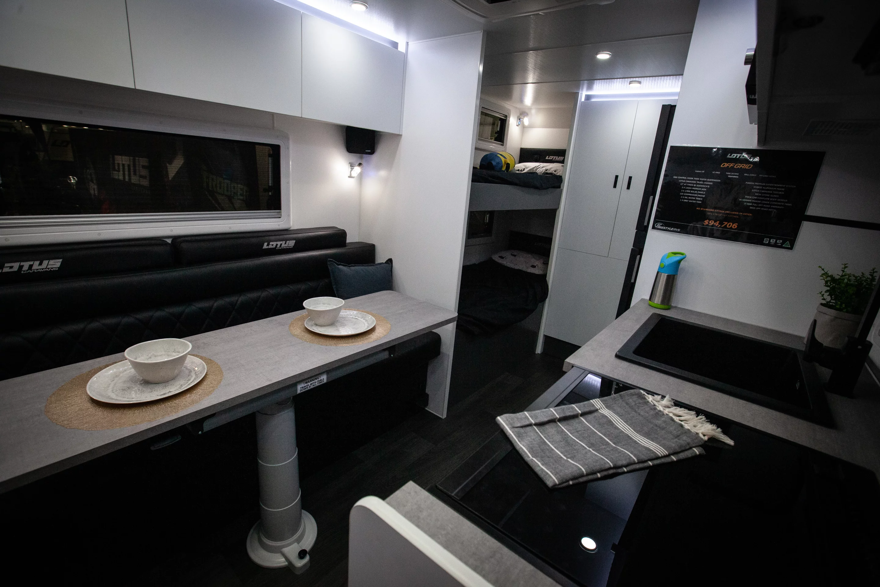 A look back in the 18-foot Lotus Off Grid caravan