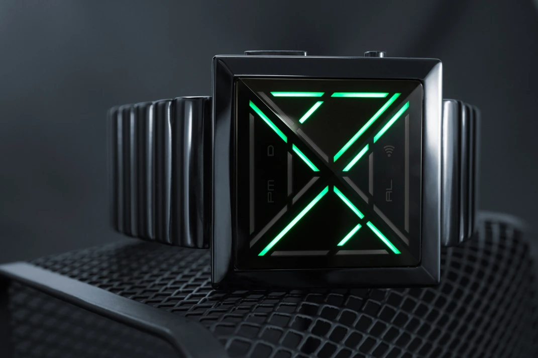 In addition to the time of day, the Kisai X also sports date and alarm modes, accessed by pushing the lower button